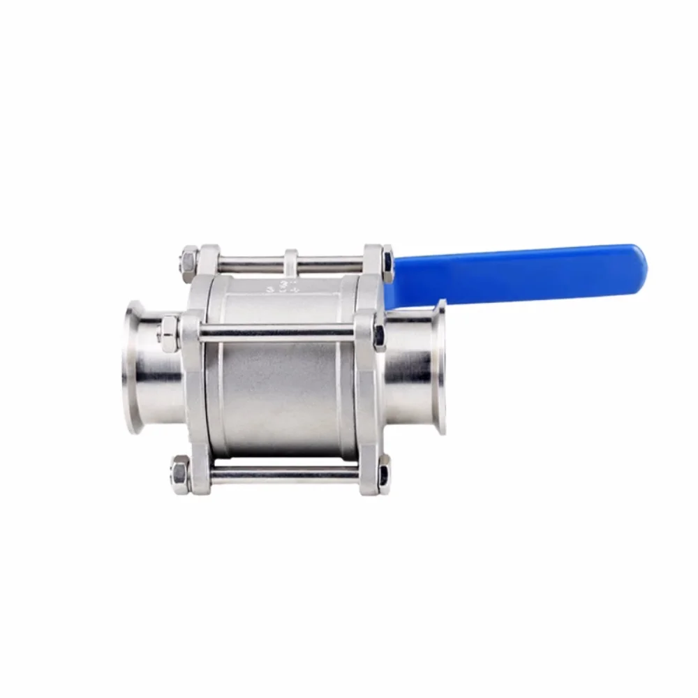 Clamp DN50 OD77.5mm Three Piece Quick Installation Ball Valve Q81F-16P Manual Hygiene Grade 3pc Connect Pipeline Valve