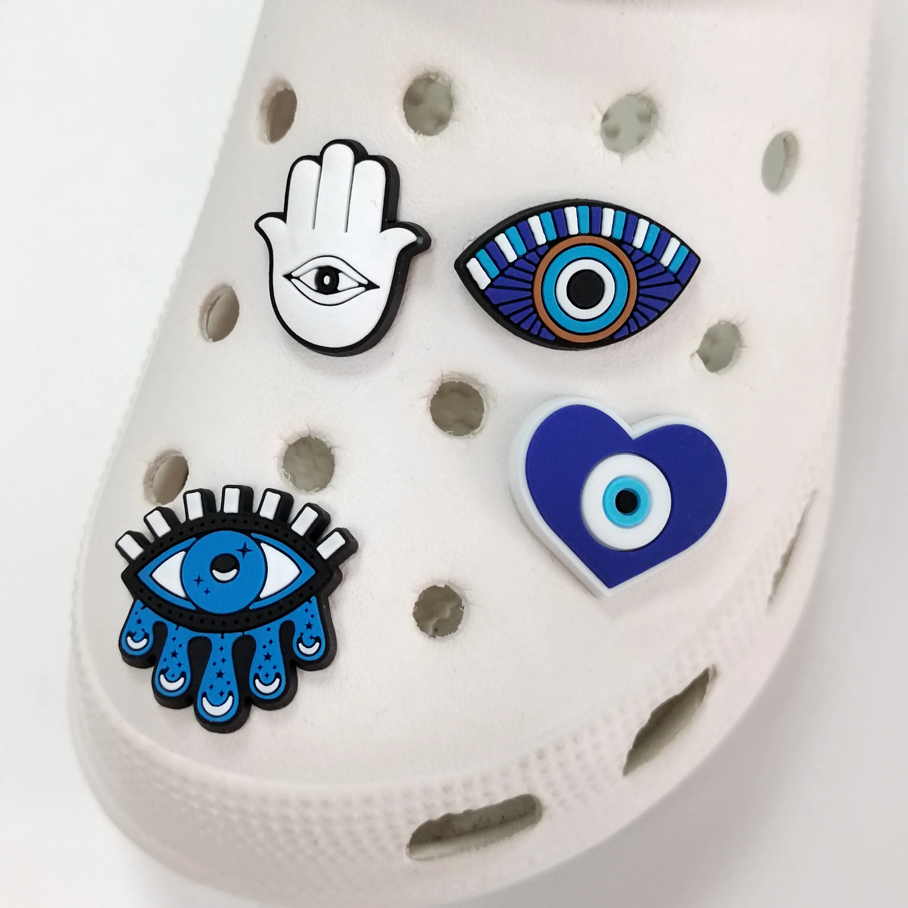 8 Pieces Cartoon Evil Eye Theme Accessories Set for Shoes, Bags, Wristbands, and Decorations, Removable Creative DIY Accessories image 2