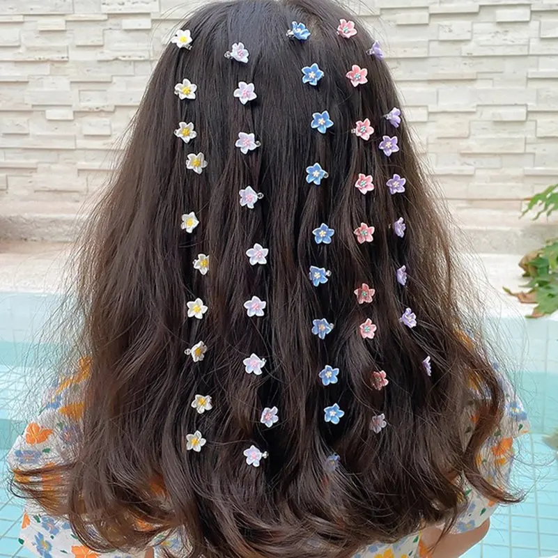 10pcs/Lot Small Flower Hair Claw Hair Accessories for Girls Sweet Hairpin Hair Braided Buckle Clips Hair Styling Accessories