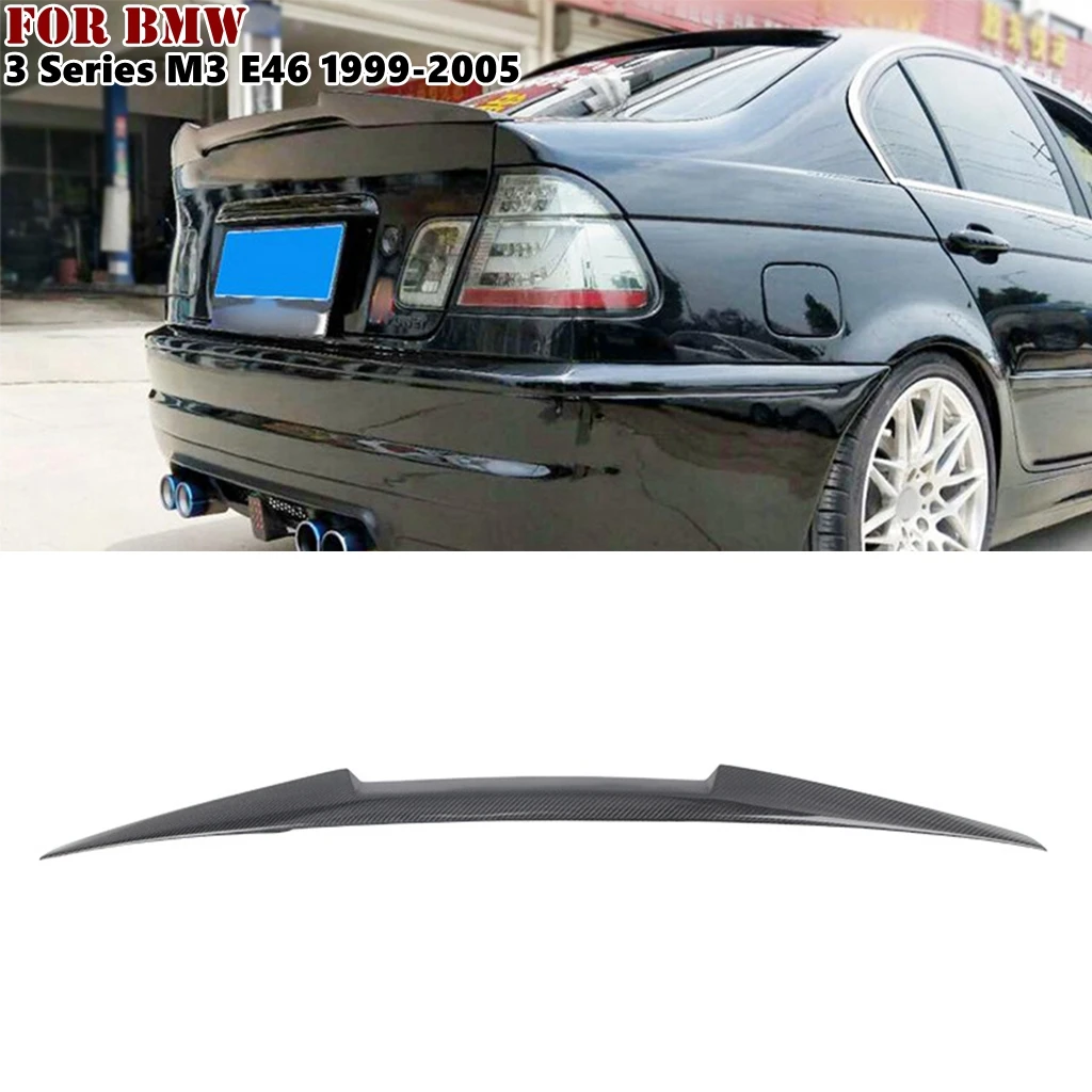 

1Pcs Real Carbon Fiber Car Rear Trunk Deck Spoiler Car Tail Wing For BMW 3 Series M3 E46 two-doors 1999-2005 Car Accessories