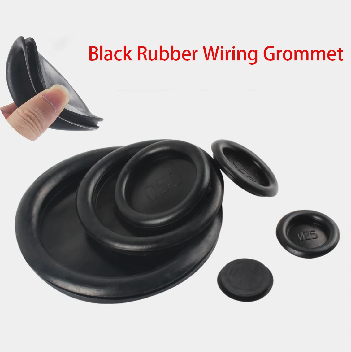 Oeillet de câblage en caoutchouc noir, 1 à 20 pièces, 14mm 16mm-150mm, bouchon à trou borgne simple face, protection des fils électriques, joint d'étanchéité