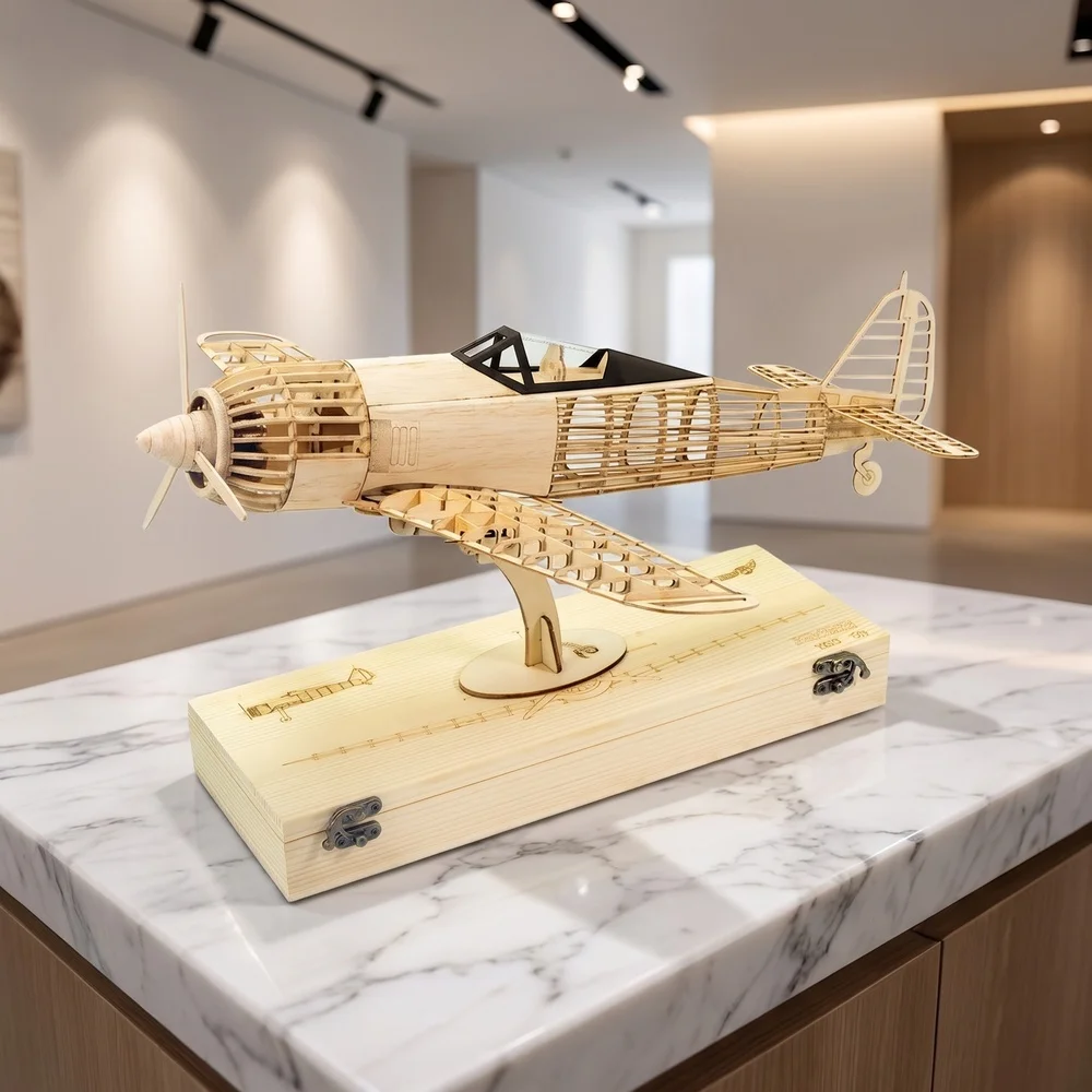 VX19 Balsa Wood Airplane Static Model Kit | DIY 3D Puzzle Desk Decor Gift for Aviation Hobbyists - view 3