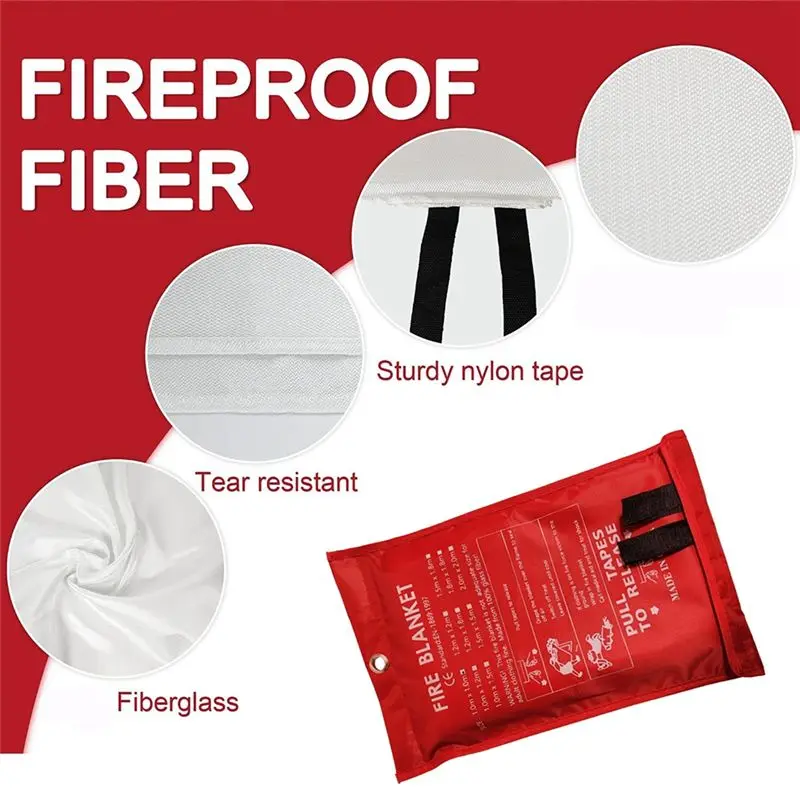 Promotion Day 2PCS Emergency Fire Blanket, Fire Blanket, Fire Suppression Blanket For Kitchen, Grill, Fireplace (39.4Inch X 39.4