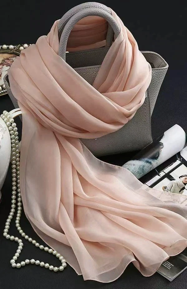 Pañuelo de seda de color liso para mujer, chal largo, rosa, pañuelos lisos de seda, pareo de playa, para boda, uso diario o vestido.