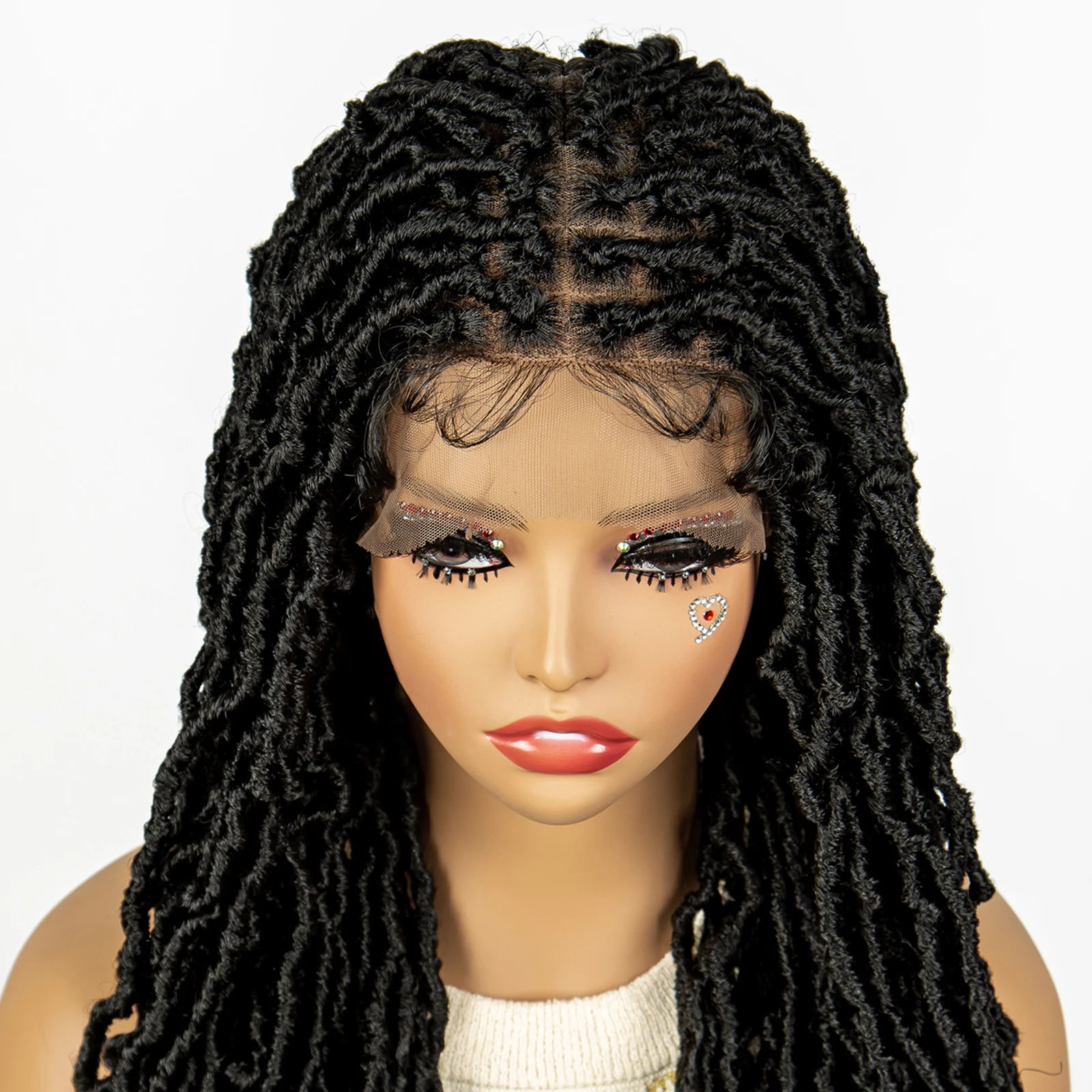 Dreadlocks Wigs for Black Women Afro Crochet Braids 32 Inches Full Lace Synthetic Box Braided Wigs Curly Hair Crochet Locs