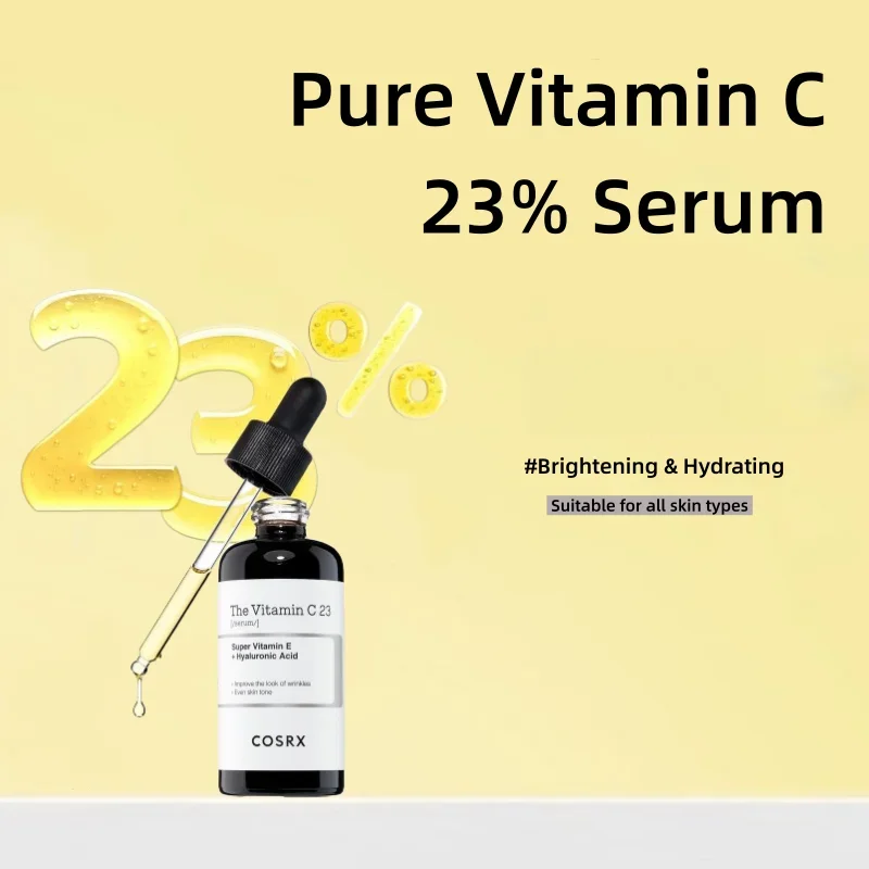 Sérum Coreano de Vitamina C 23% Pura, Sérum de Ácido Hialurônico e Vitamina E, Essência Facial Iluminadora e Antienvelhecimento para Tom de Pele Irreg