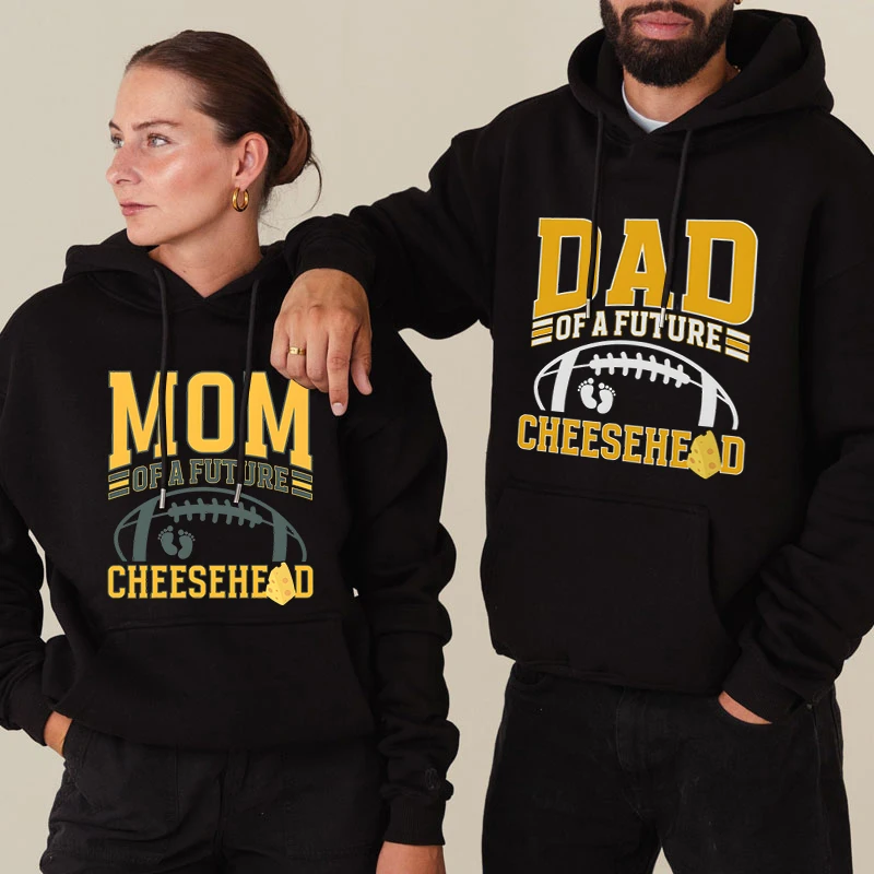 Couple's Clothing Matching Green Bay Football Pregnancy Announcement Sweatshirt Hoodie Baby Reveal Sweet Fashion Casual Hoodies