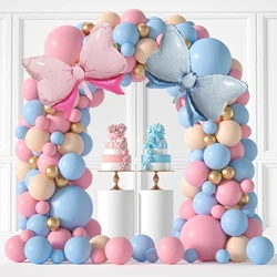 124Pcs Macarons Pink Blue Balloon Garland Arch Set Baby Boy or Baby Girl Birthday Gender Reveal Wedding Party Decorations Globos