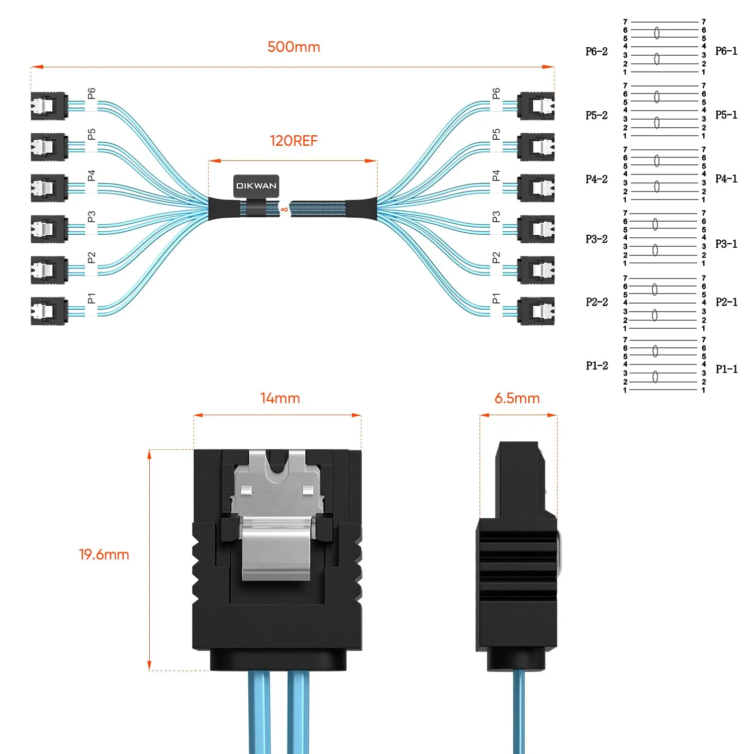90 Degree 6Gbps Right Angle Data  ATA-III Cable Replacement for Bitcoin Computer-Server CD DVD Drives Raid HDD-SSD