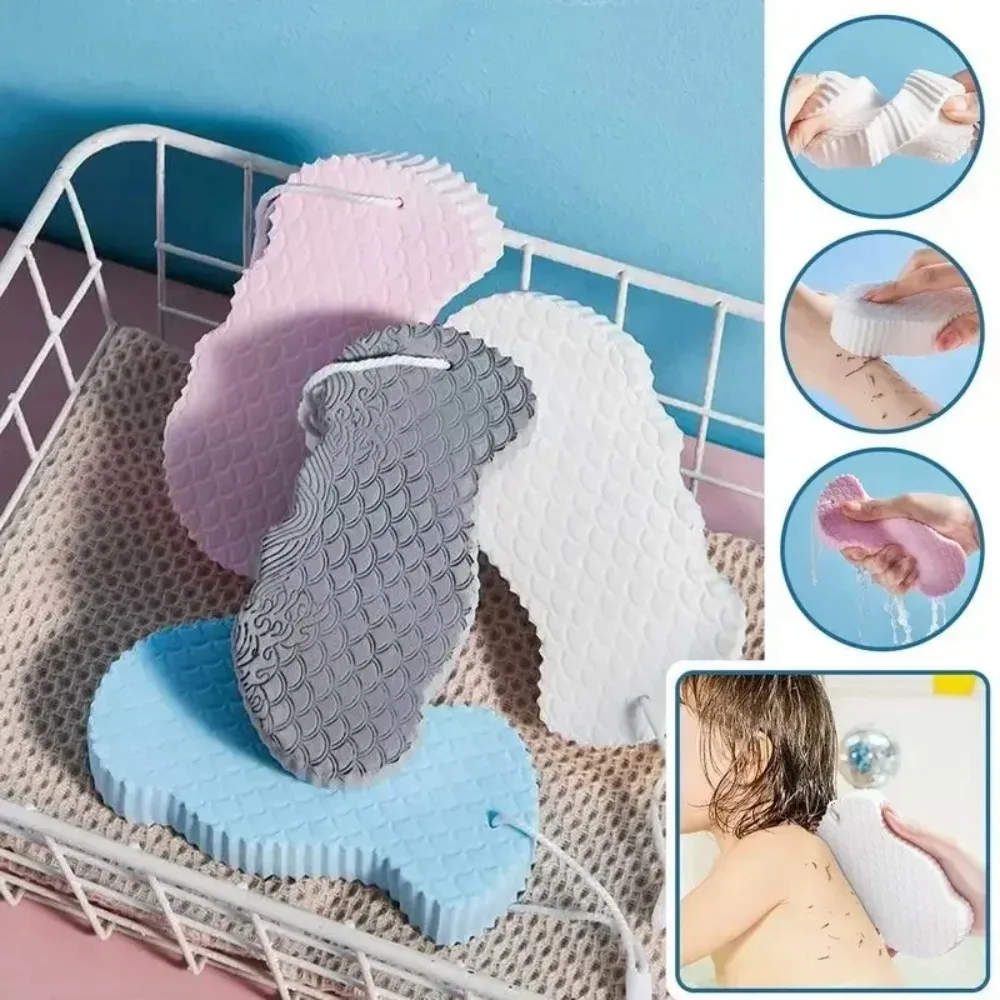 3D Bath Sponge Body Scrubber Exfoliating Fish Scale Soft & Painless Body Care Brush Cleanser Bathroom Shower Supplies for Aadult