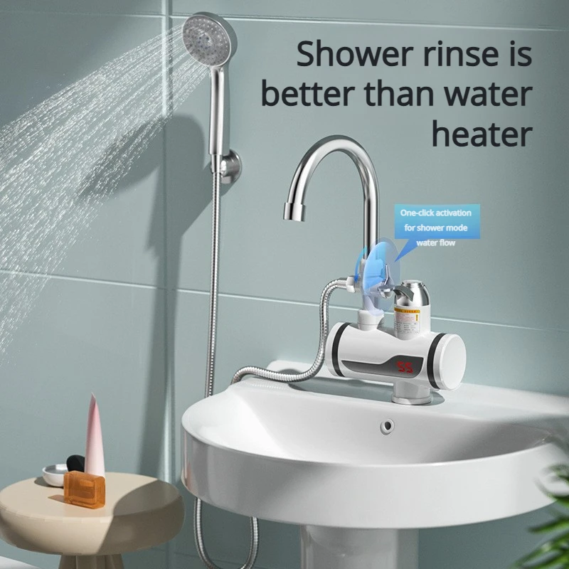 3000W Instant Electric Water Heater - Digital Display Tankless Hot Water System with EU Plug for Kitchen & Bathroom