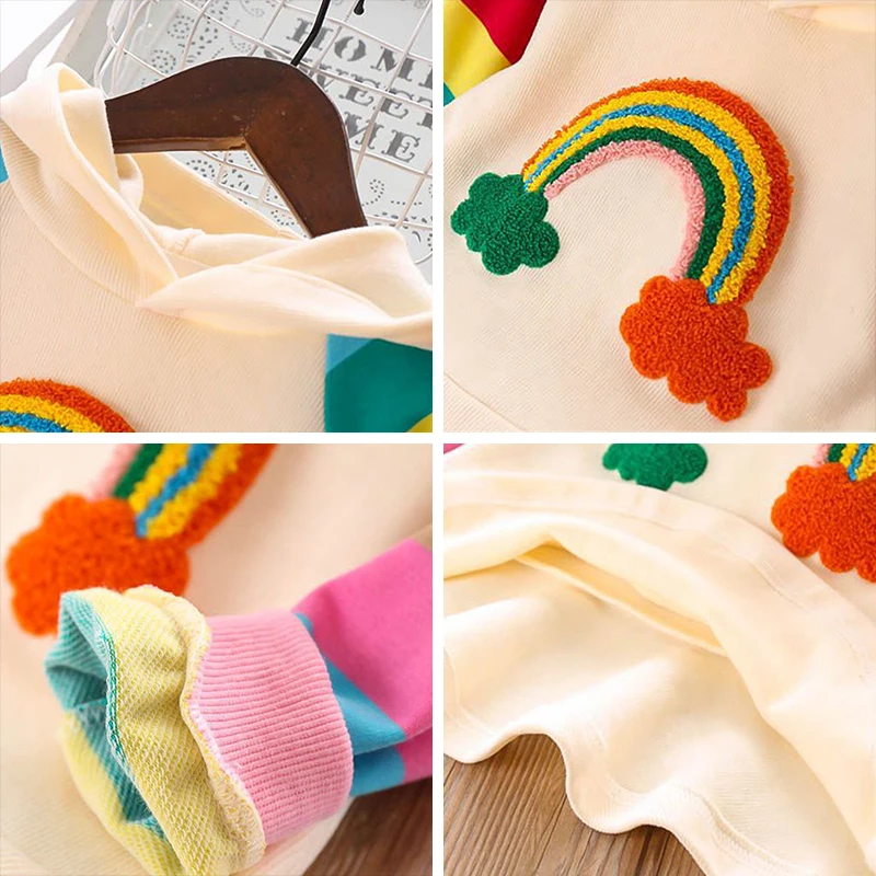 Melario Mädchen Kleid Herbst Langarm Regenbogen Gestreiften Prinzessin Kleider für Mädchen Kinder Kleid Lässige Kinder Kleidung – Detail 8