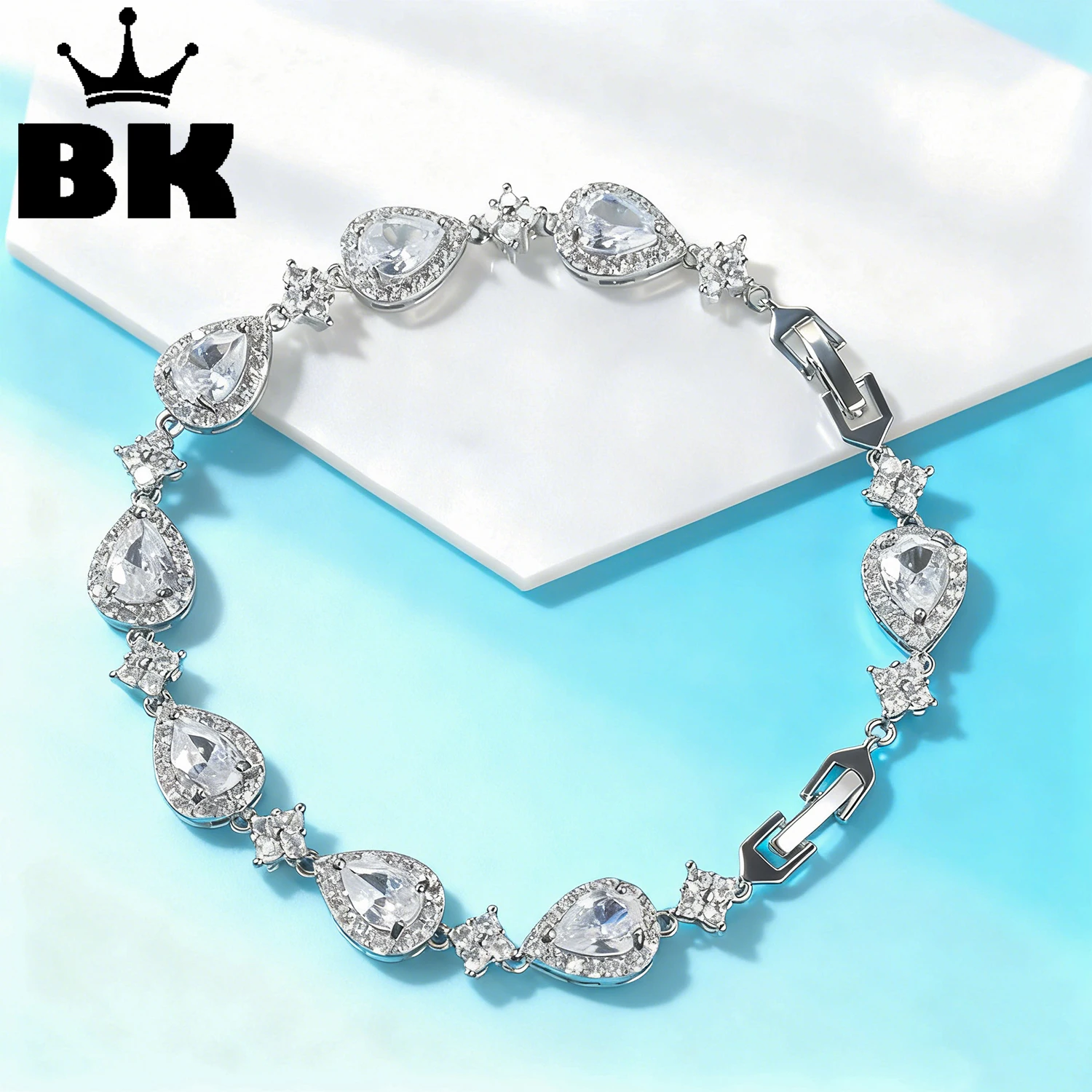 

THE BLING KING Water drop Tennis Bracelet Iced Out Cubic Zirconia Fashion Hip Hop Trendy Party Wedding Jewelry