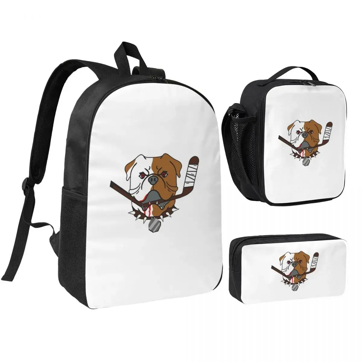 SHORESY Sudbury Bulldogs Logo Backpack Boys Girls BookBag School Bag Computer Shoulder Bags 3ps Insulated Lunch Bag Pencil Case