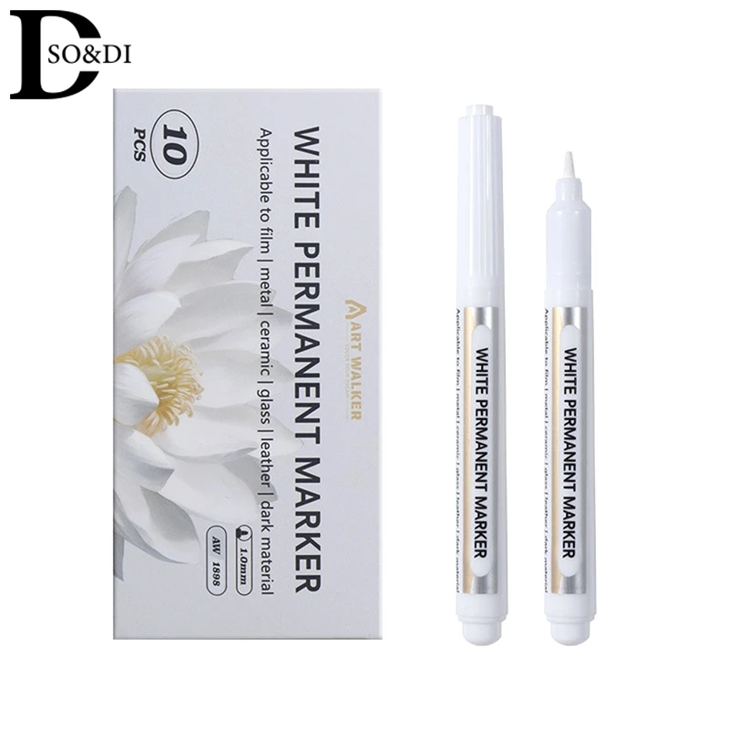 1Pcs White Marker Pen 1.0mm Oily Waterproof White Gel Pen DIY Graffiti Sketching Markers Stationery Wrting School Supplies