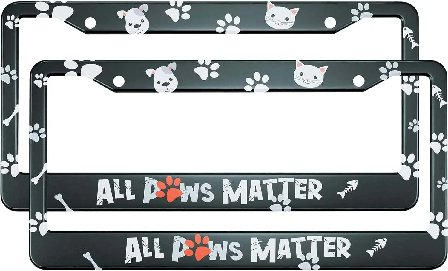 

Рамка для номерного знака All Paws Matter Pattern, 2-упаковка держателя номерного знака с двумя отверстиями, рамка для автомобильной бирки для женщин, мужчин, транспортных средств по США