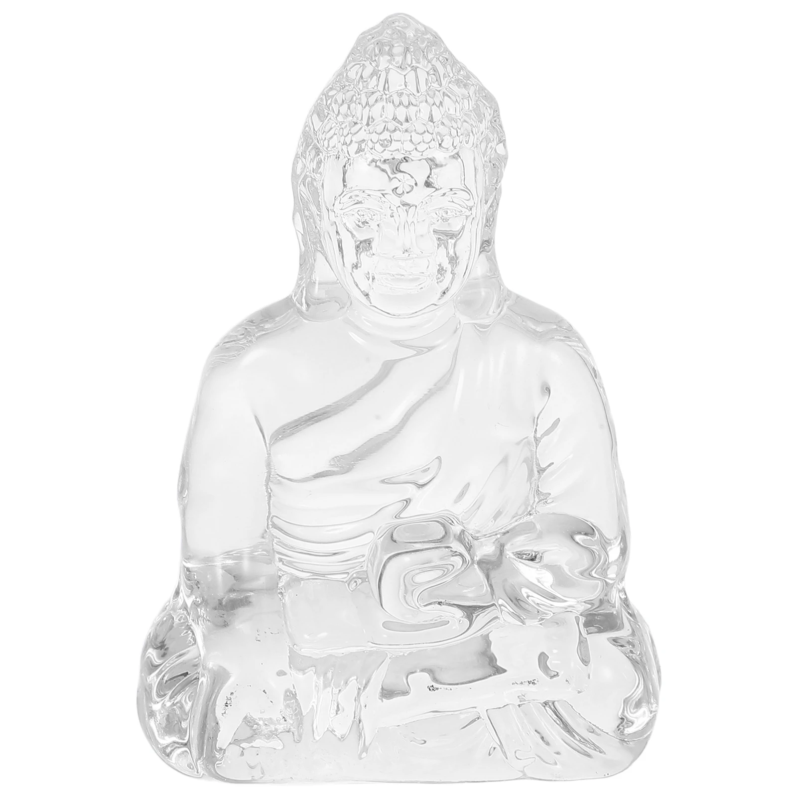 

Crystal Buddha Statue White Transparent Car Decor Mini Sculpture Figurine Tabletop Desktop Home Decorative Piece