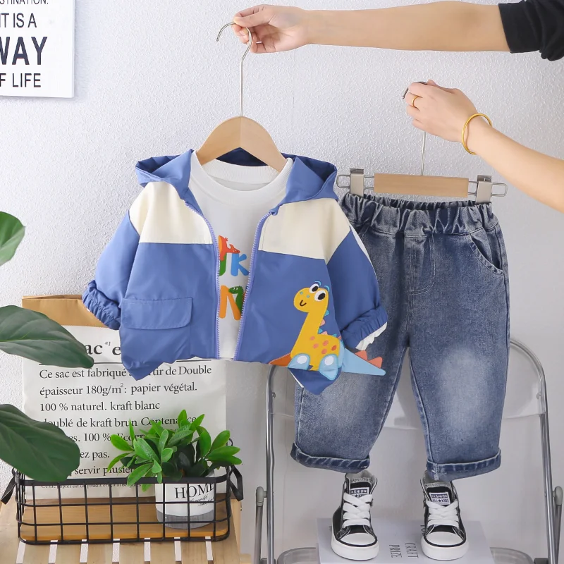 

Новая весенне-осенняя одежда для маленьких девочек, повседневная куртка с капюшоном для мальчиков, футболка, брюки, 3 шт./компл., костюм для младенцев, детские спортивные костюмы
