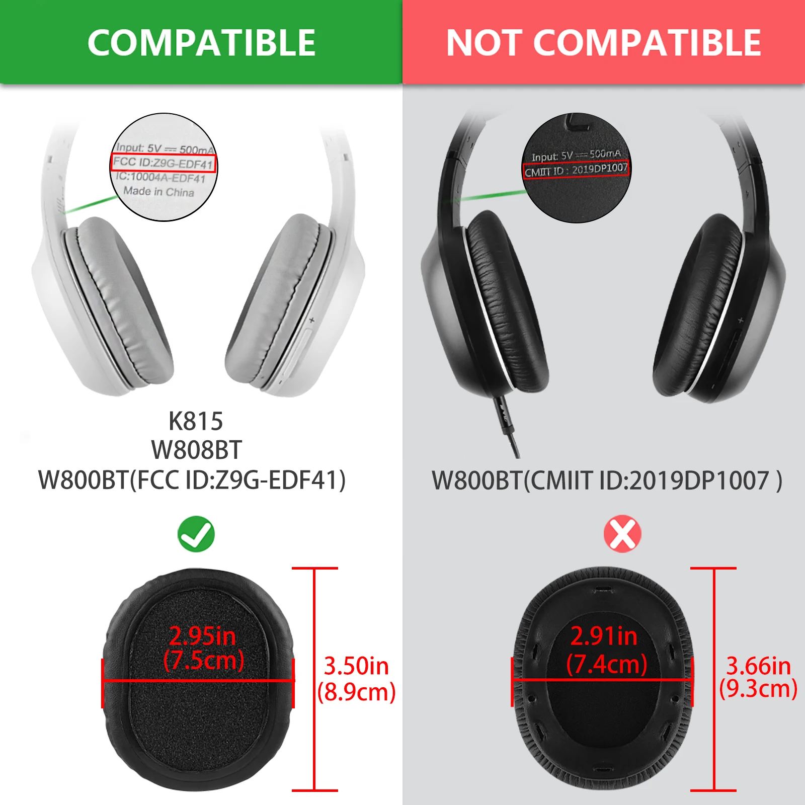 Geekria 퀵핏 교체 이어 패드, 에디파이어 W800BT (FCC ID:Z9G-EDF41), K815, W808BT 헤드폰용