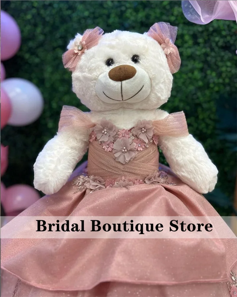 Collegamento speciale per abito personalizzato con orsacchiotto Quinceanera Fiori in oro rosa Appliques Cristalli Orso con perline Non incluso Personalizza