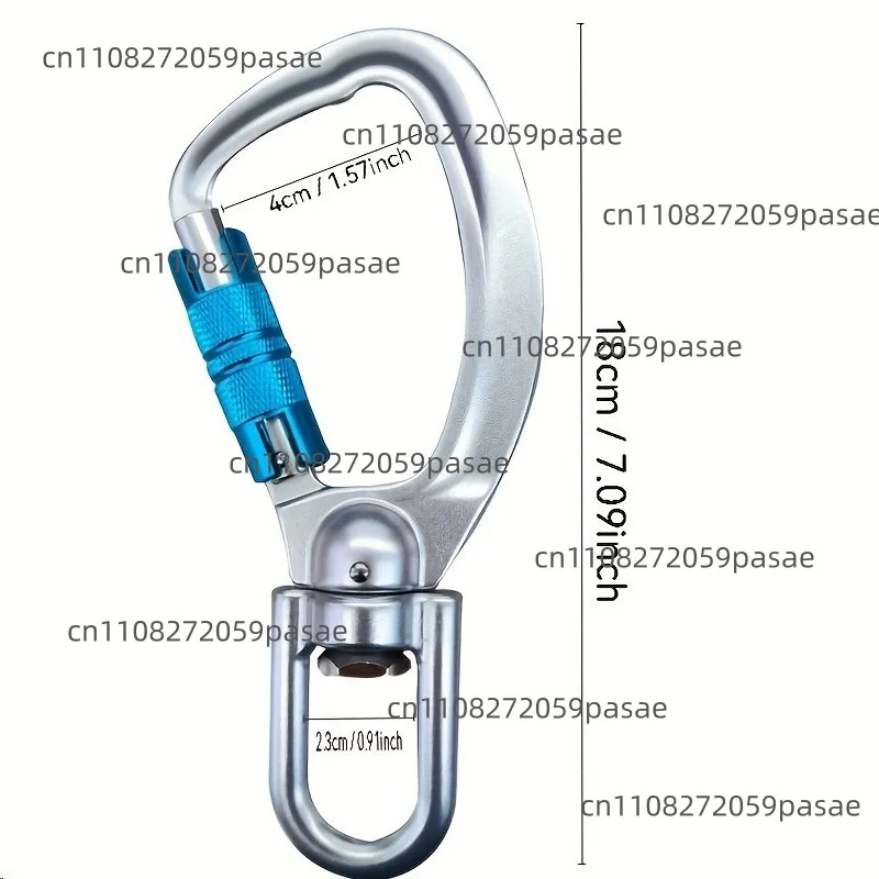 Aviation aluminum outdoor three-stage automatic main lock D-shaped automatic lock with rotating ring downhill zipline 35KN
