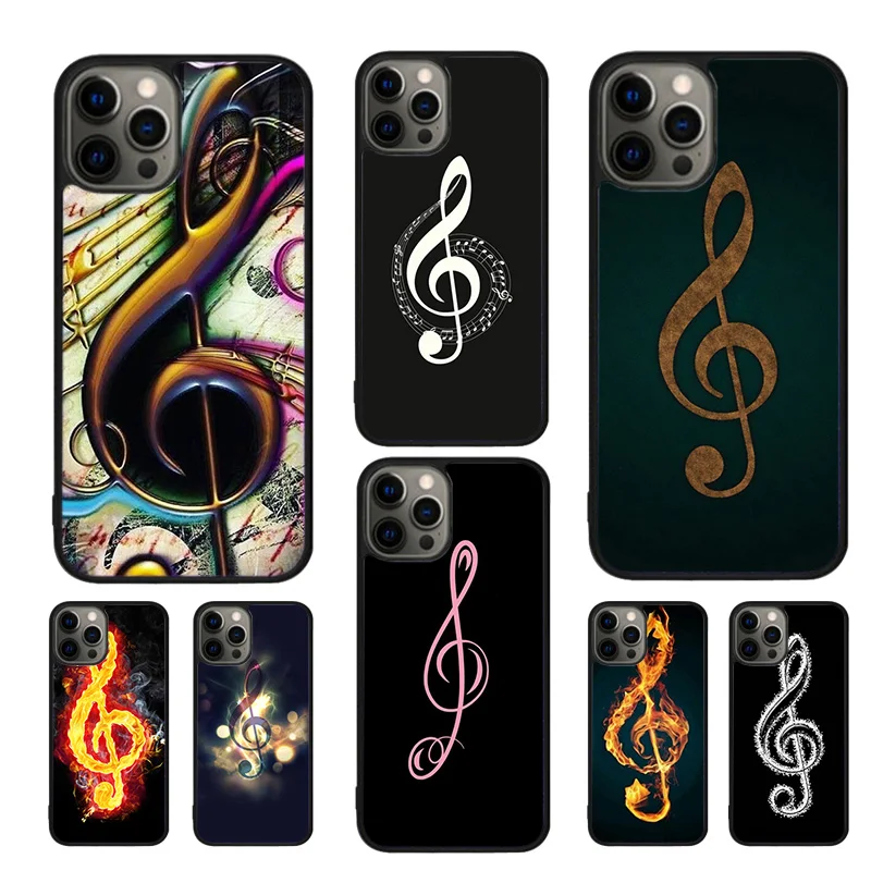 Treble Clef Music Note Phone Case For iPhone 16 15 14 11 12 13 mini Pro  XR XS MAX Plus coque Cover Shell