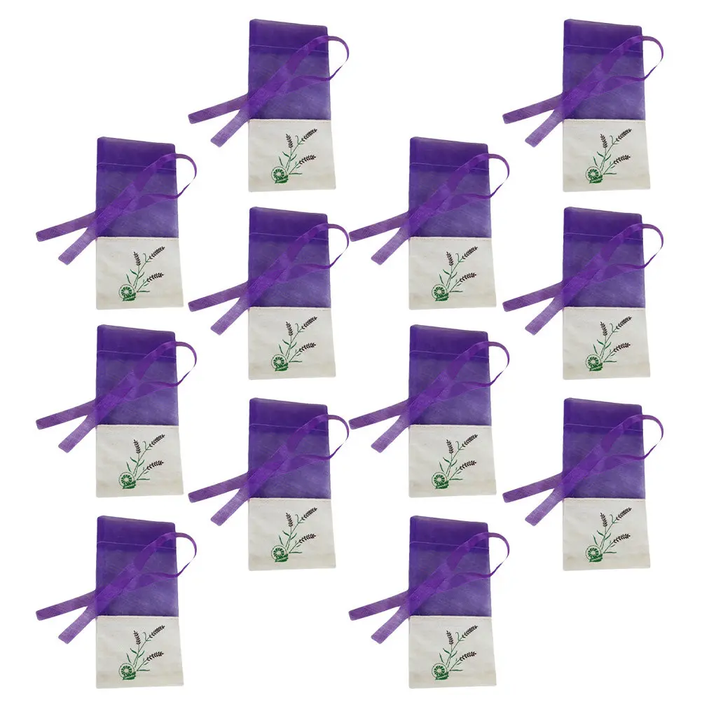 12Pcs Small Drawstring Sachet Mesh Bags Lavender Hue Empty Organza Pouches for Herbs Spices Jewelry Beads Festival Wedding
