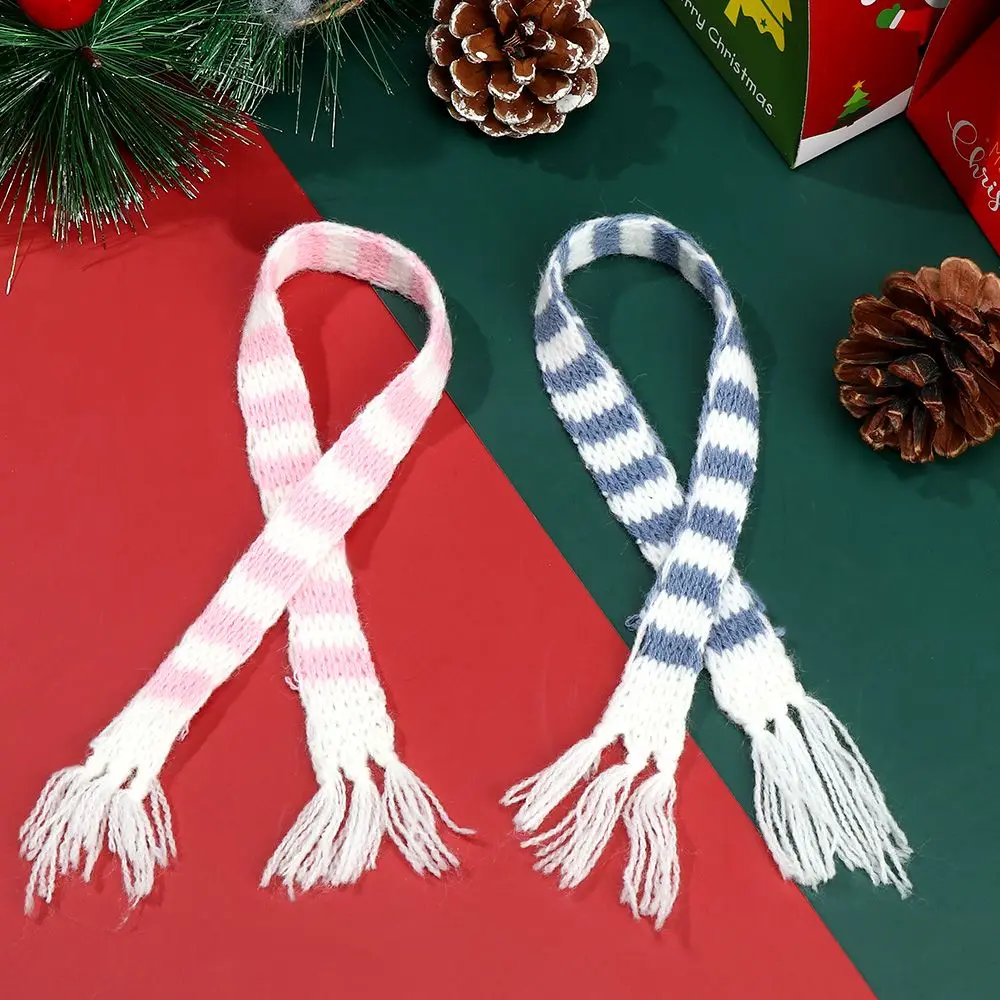 Adorável ornamento de natal acessórios para casa de bonecas material artesanal cachecol chapéu mini bonés de natal cachecóis de malha