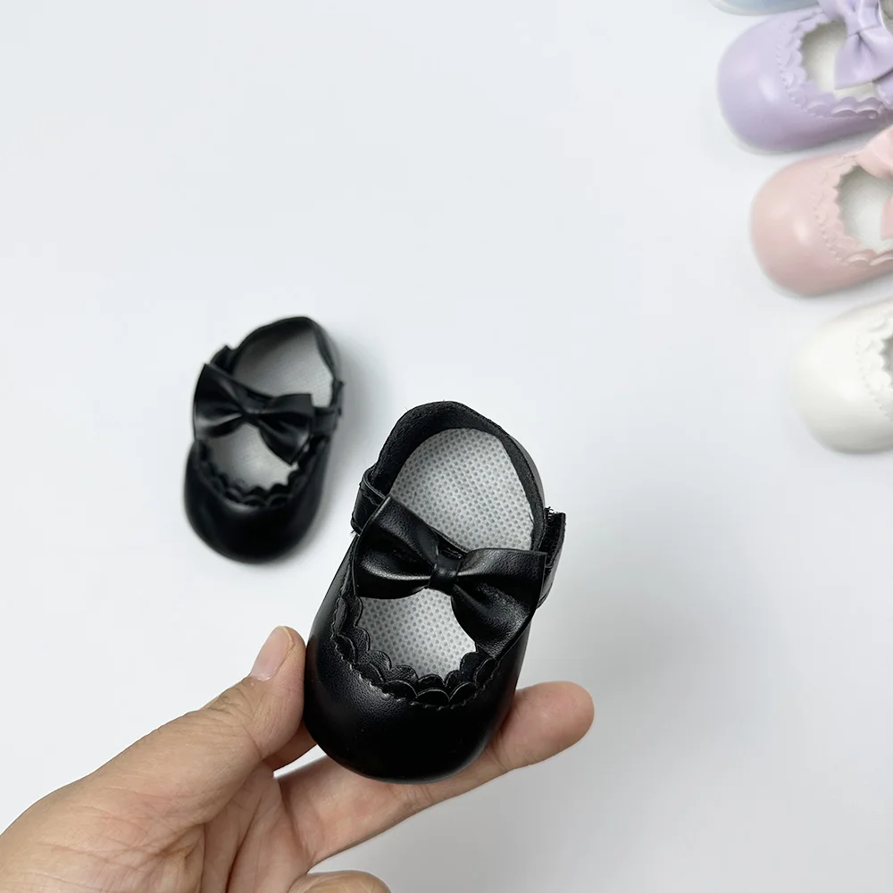 Doll Shoes for 55cm 22inch Reborn Baby Doll New Born Black Color American Dolls Girl's Accessories Cute Round Toe Shoes