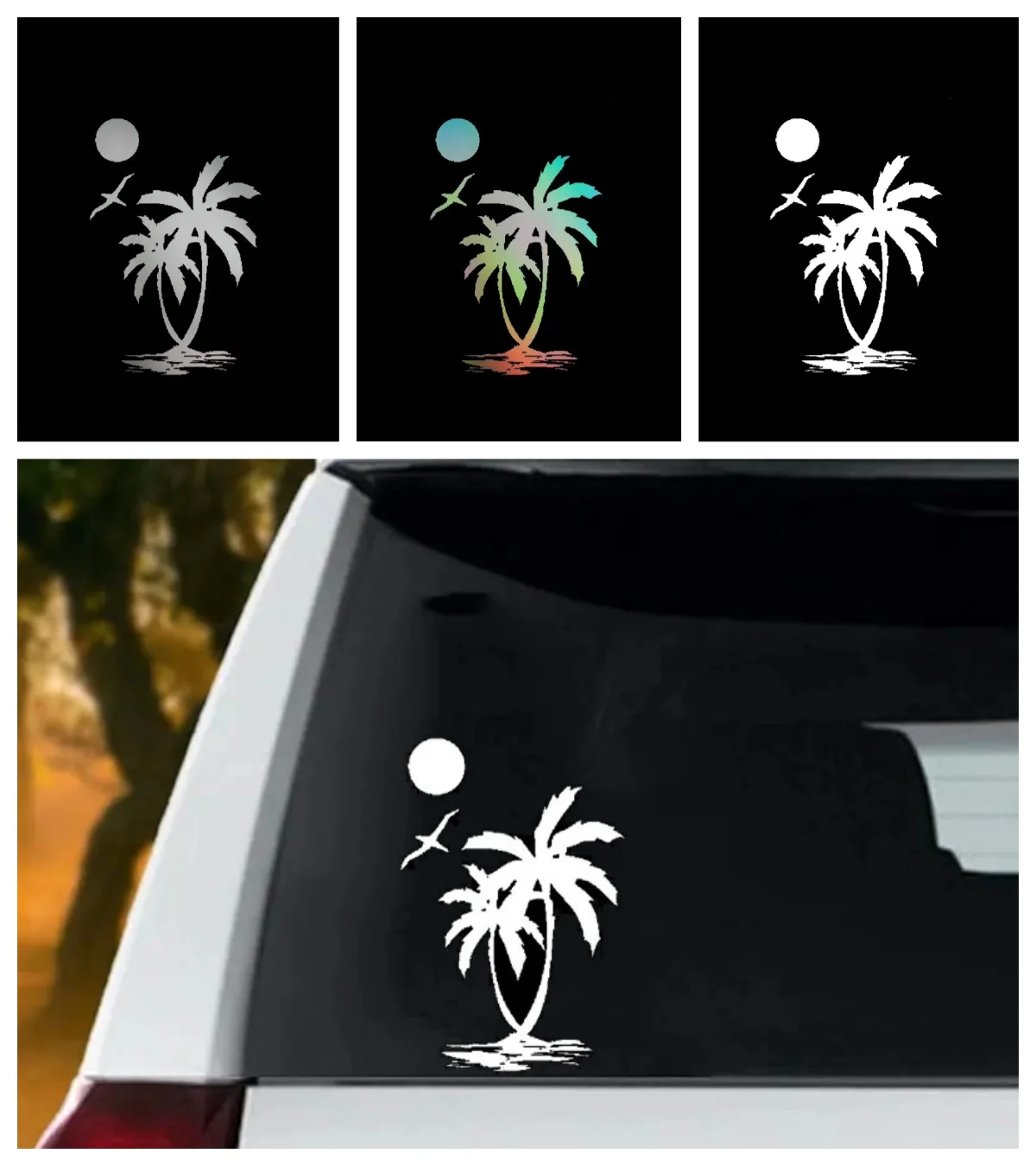 

Interesting Sun Palm Tree Beach Car Sticker Sunscreen Vinyl Decals Laptop Suitcase Truck Motorcycle Auto Accessories