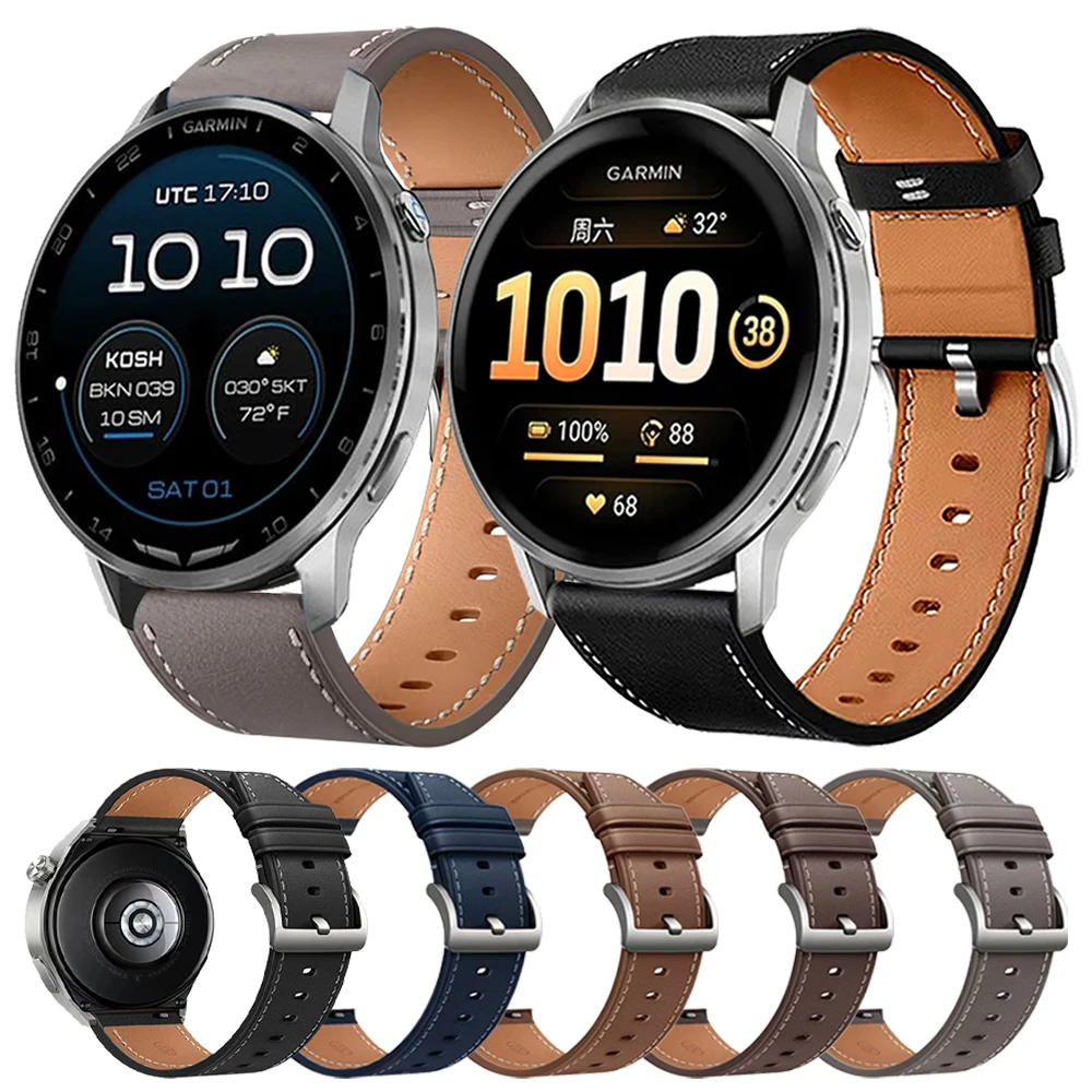 Für Garmin D2 Air X15/Venu 4 Lederarmband Forerunner 255 Music 265 570 165/Venu sq 2 3 Active 6 Bänder 20mm 22mm Sportarmband