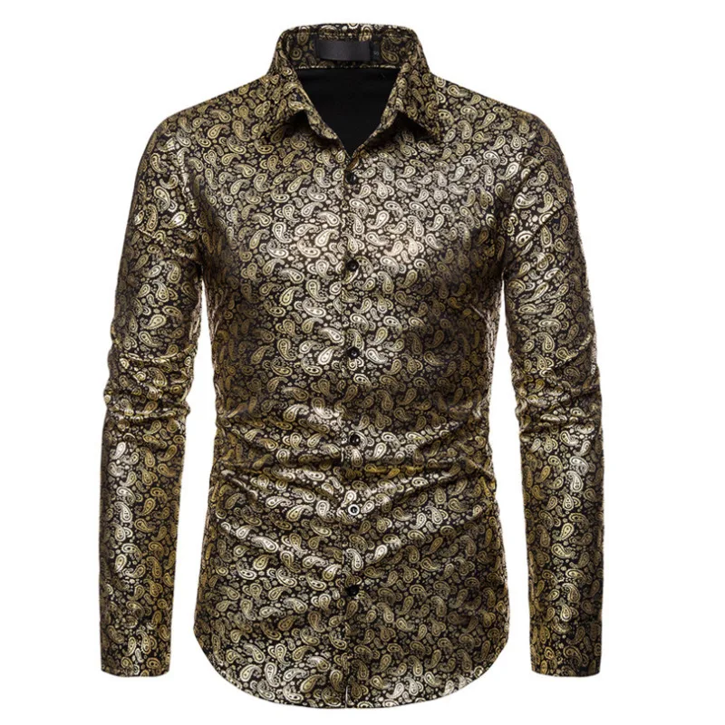 

#4637 Paisley 3D Printed Shirt Men Long Sleeve Streetwear Vintage Men's Shirts Party Night Club Regular Fit Shirt Man Euro Size