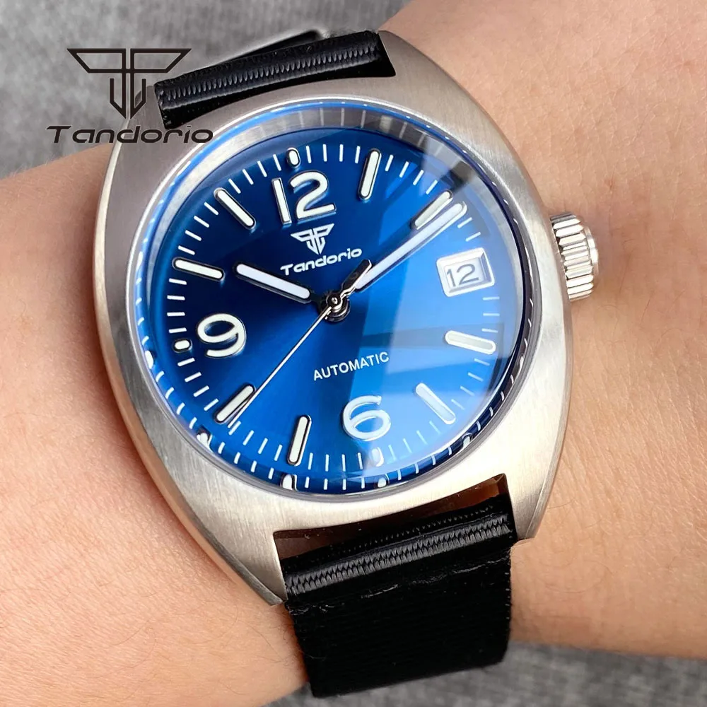 

Tandorio NH35 Date 36mm Dive Automatic Watch for Men Double Domed AR Sapphire Luminous Sunburst Dial 20bar Mechanical Wristwatch