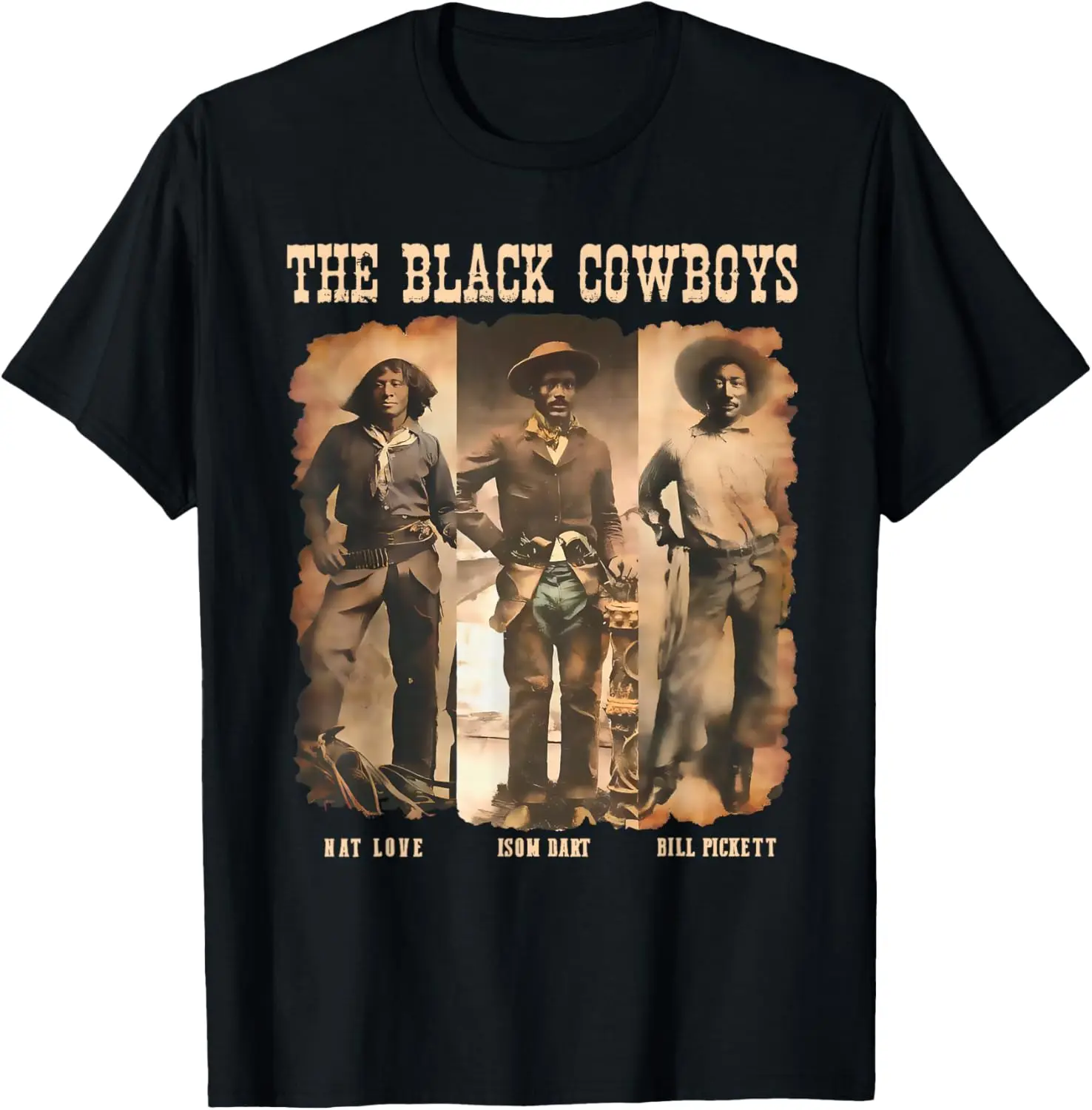 Cowboy Western Rodeo Melanin Black History Texas Men T-Shirt 100% Cotton Trendy Y2K Short-Sleeve Tee-Soft, Quick-Drying,