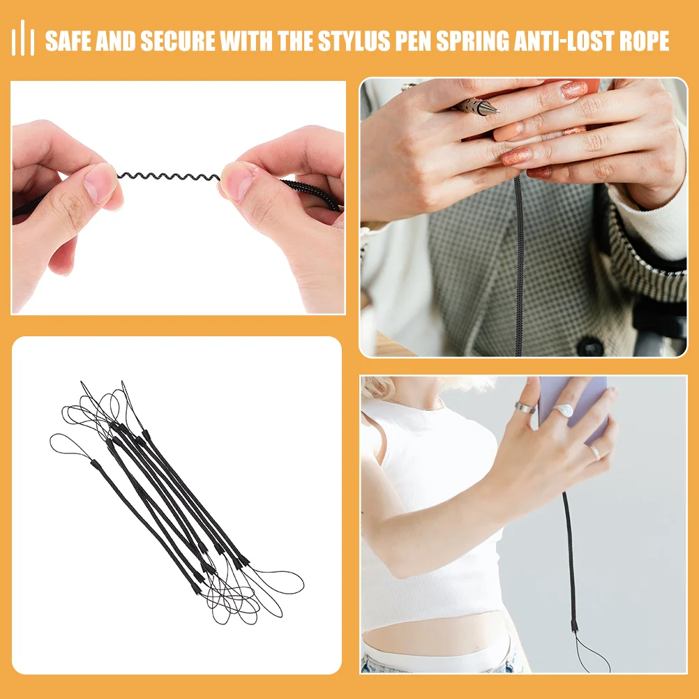 10 Pcs Ring Stylus Retractable Cord Miss Lanyards for Id Badges Touch Nylon Tether Pen