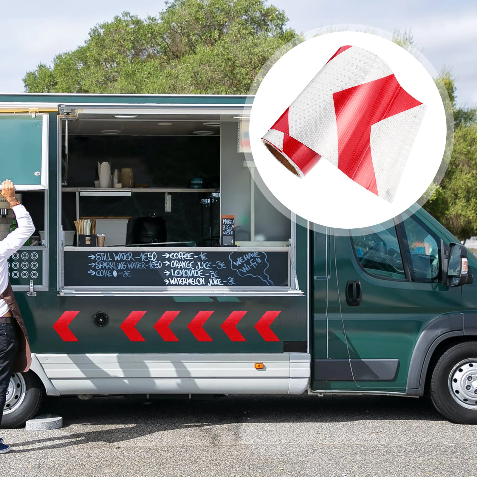 1 pc Reflective Tape Warning Traffic Sign Sticker Night Conspicuous Safety Waterproof Strong Adhesive For Vehicles Road Signs