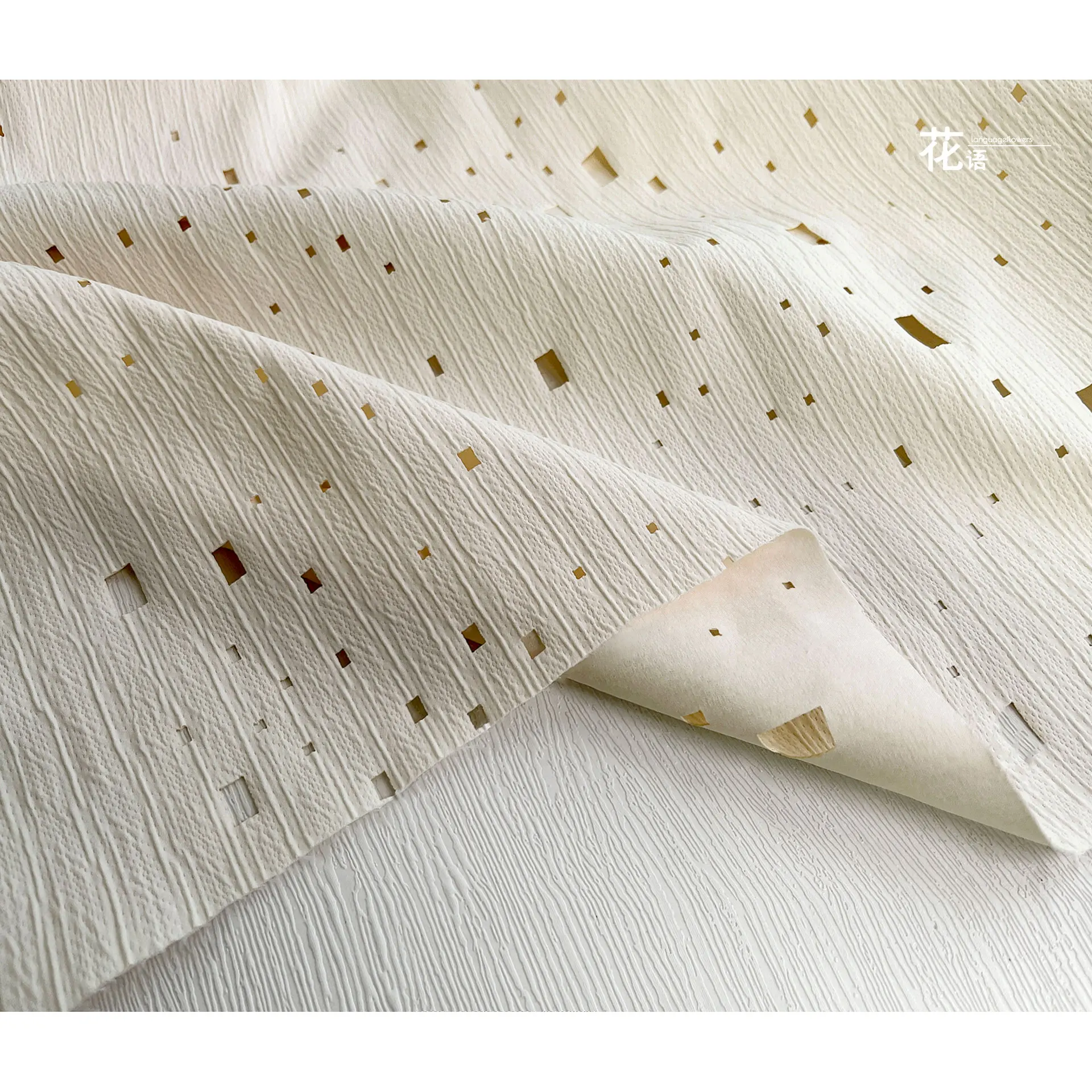 Vertical Relief Laser Hole Creative Hollow Texture Cloth Translucent Plaid Jacket DIY Clothing Designer Fabric