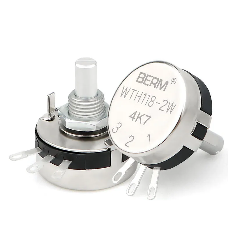 Single Turn Carbon Film Potentiometer WTH118 Knob Adjustable Resistor 2W 1K 2.2K 10K 22K 4.7K 470K 500R 500 Ω B102 B202 B502