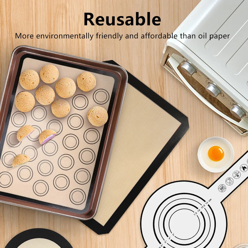 1Pc 42x29.5cm Silicone Baking Mat for Oven with 30 Circles Non-Stick Heat Resistant Cookie & Macaron Bakeware Sheets