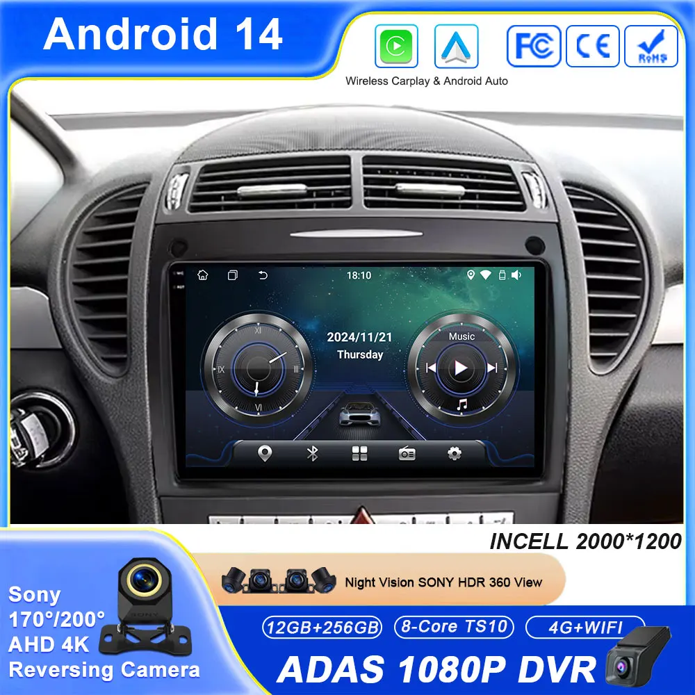 

Android Carplay Auto For Mercedes-Benz SLK-Class SLK Class R171 2004 - 2011 Car Radio Multimedia GPS Navigation Player Stereo BT