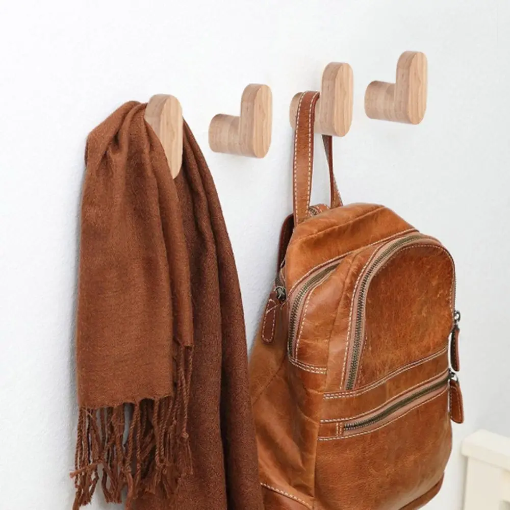 Modern Simple Wooden Decorative Hook Key Holder Door Hanger Wall-mounted Punch Robe Hook Coat Bag Rack Home Storage Organizer