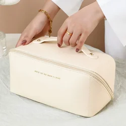 2024 Large-Capacity Travel Cosmetic Bag Portable PU Makeup Pouch Women Waterproof Bathroom Washbag Multifunctional Toiletry Kit