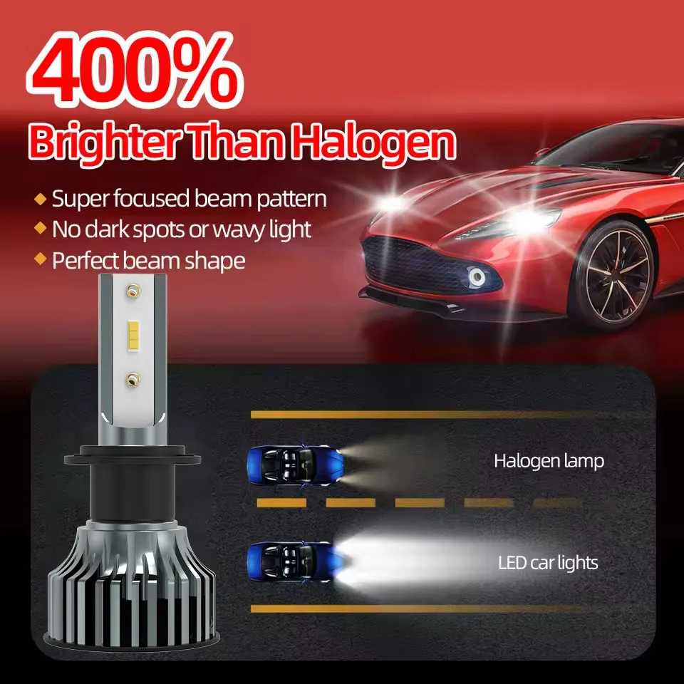 Erruson 300W 300000LM Car Haedlight h4 h7 h1 LED h3 h11 9005 9006 9012 4300K 3000K 6000K 8000K 25000K Auto fog Light 12V Bulb