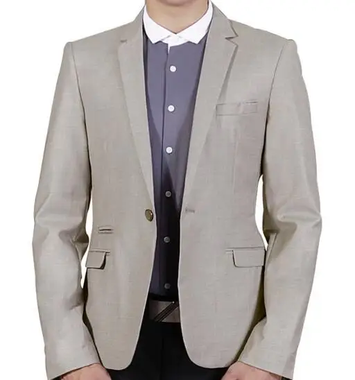 New Men\'s Suit Solid Color Single Breasted Casual Loose Cotton Line Suit Jacket 36.99