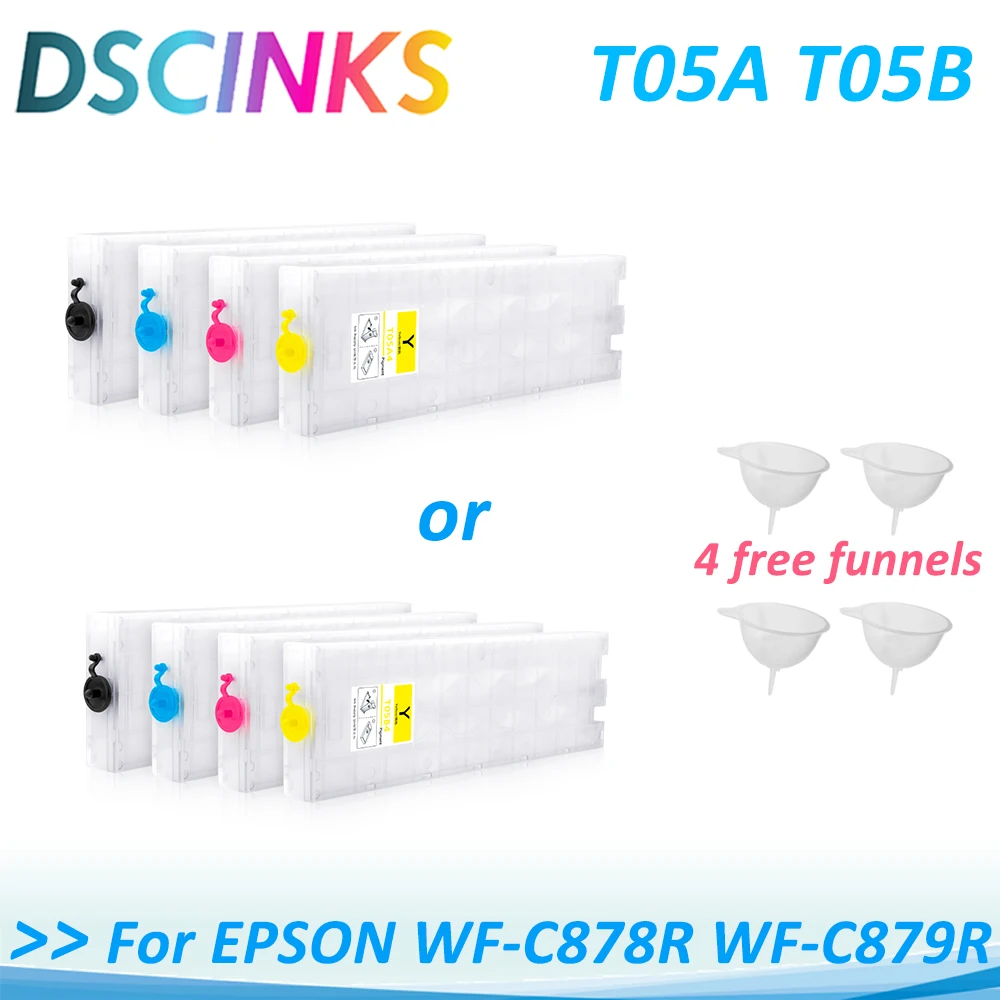 

T05A T05B 878 Empty Refill Ink Cartridge For Epson WF-C878R WF-C879R Printer Without Chip Free Funnel