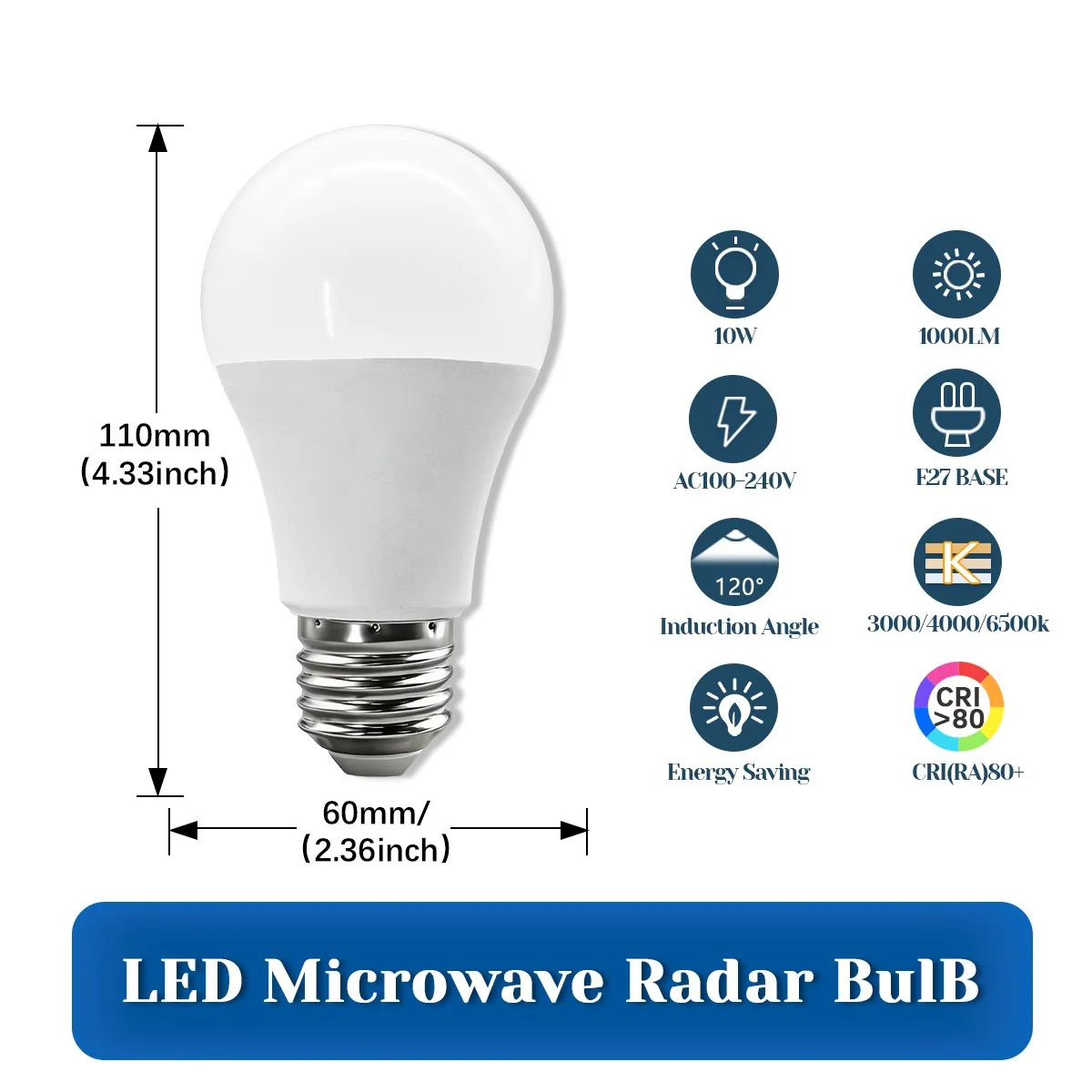 1-10PCS 10W Radar Motion Sensor Light Bulbs Dusk to Dawn LED Bulb Outdoor Light Auto On/Off for Indoor Outdoor Basements Porch