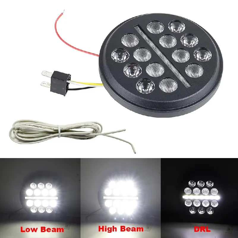 4.5 inch Round LED Headlight High Low Beam Light with DRL Headlamp for Jeep Wrangler Off Road 4x4 Motorcycle