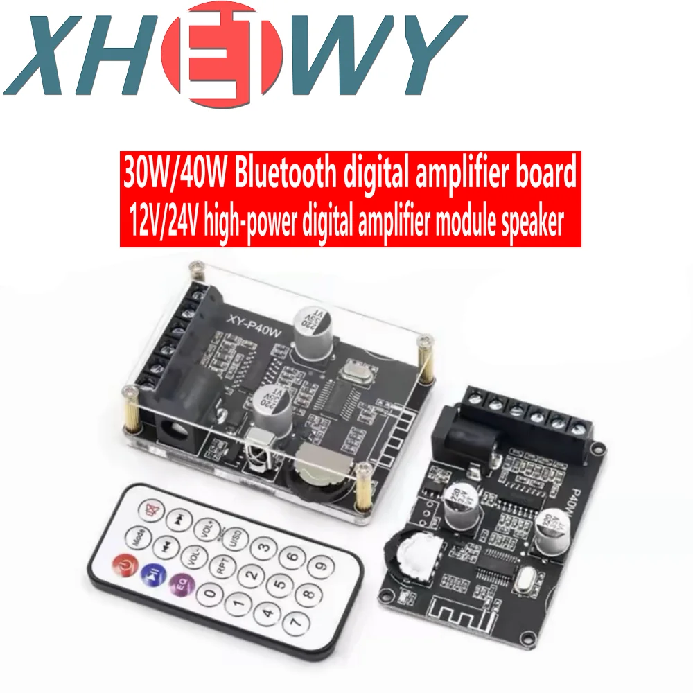 XY-P40W High Power Digital Amplifier Module Boards DC5-24V Stereo BT5.0 With Volume Control and Remote Control 40-200W