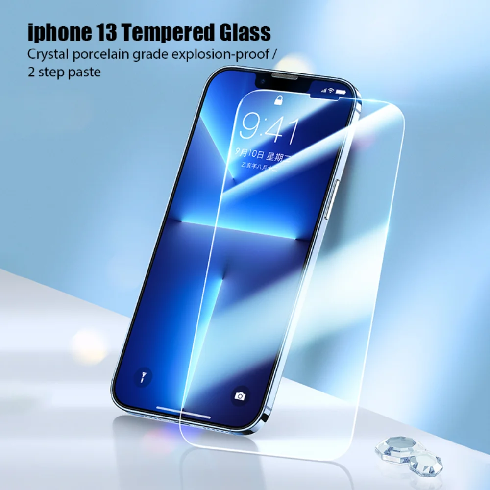 4PCS Tempered Glass for iPhone 13 12 11 14 15 Pro XR X XS Max Screen Protector on for iPhone 13 Pro Max Mini 7 8 6 6S Plus Glass