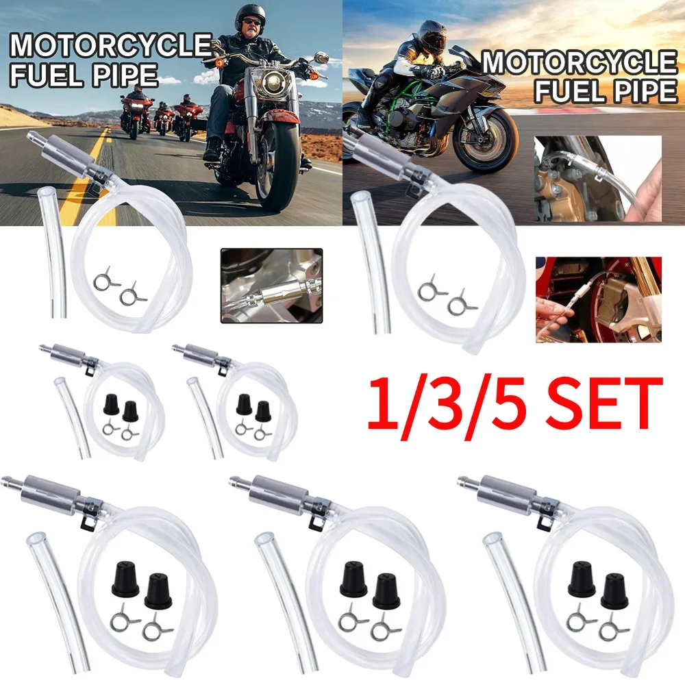 1/3/5SET Brake Fluid Bleeder Hose with One-Way Non-Return Check Valve Auto Car Vehicle Motorcycle Brake Clutch Hose Kit